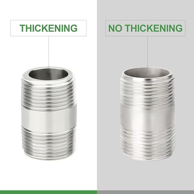 TAISHER 2PCS Stainless Steel Pipe Fittings, 3/4" NPT Male x 3/4" NPT Male Threaded, 2" Length Thickened Nipple Cast Pipe
