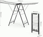 APEXCHASER Foldable Clothes Drying Rack, Metal Laundry Drying Rack Collapsible, Ultra Thin Clothes Rack for Sweater Bra Towel for Indoor & Outdoor Use, Height Adjustable Gullwing Clothes Airer, Black