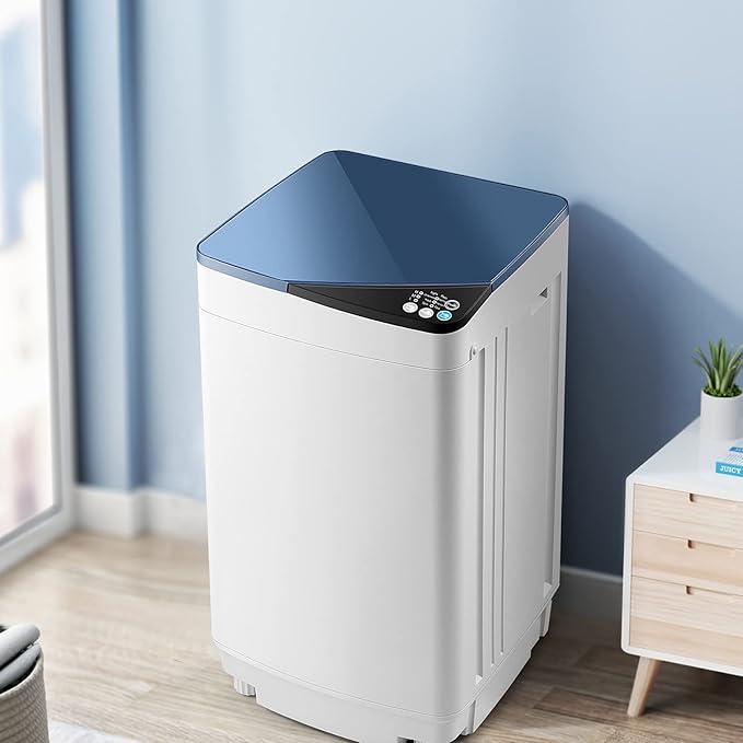 Casart Washing Machine Portable Washer W/ 7.7 Lbs Weight Capacity Washer and Dryer Full Automatic Washing Machine (Blue&White)