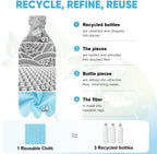 AIDEA Microfiber Cleaning Cloth 165 Sheets 3 Roll, Microfiber Towels for Cars, Blue Shop Towels, Shop Rags Washable, Cleaning Rags Reusable Paper Towels for Automotive, Workshops, House,11×9"