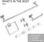 TQKAG 5-Piece Bathroom Hardware Set Brushed Nickel Classic Wall Mounted SUS304 Stainless Steel Bathroom Accessories Set 23.6" Towel Rack for Bathroom, Brushed Nickel