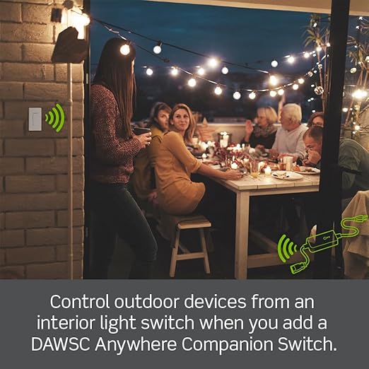 Leviton Decora Smart Wi-Fi Outdoor Plug, Works with Matter, My Leviton, Alexa, Google Assistant, Apple Home/Siri & Wire-Free Anywhere Switch Companion, Weather-Resistant, D215O-1RE, Black