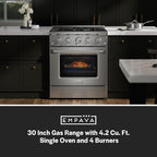 Empava Gas Range,Convection Oven 4.2 Cu. Ft with 4 Deep Recessed Burners Cooktop, Heavy Duty Continuous Grates in Stainless Steel for Kitchen, Restaurant.Freestanding & Slide-In,30 Inch