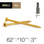 Deck Plus 3 Inch Epoxy Coated Exterior Wood and Fence Screws #10 x 3 Torx/Star Drive Included Coarse Thread, Outdoor Rust Resistant Decking Screw, Tan, 1lb Box, 365 Pieces | 48418
