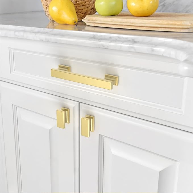 Asidrama 10 Pack 3.75 Inch(96mm) Brushed Gold Kitchen Cabinet Handles, Cabinet Pulls Kitchen Cabinet Hardware for Cupboard Drawer Pulls