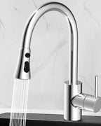 Hibbent Pull Down Kitchen Faucet Head Replacement, 3-Function NSF/ANSI/CAN 61 & CUPC Certified Sink Spray Nozzle, 15 Adapters, Compatible with Moen, Delta, Kohler Faucets, Chrome (Shiny Silver)