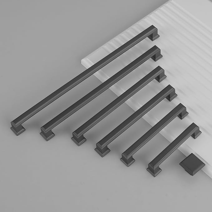 10 Pack 7.5 Inch(192mm) Hole Center Matte Dark Gunmetal Gray Modern Cabinet Pulls Kitchen Cabinet Handles Kitchen Cabinet Hardware Timeless Drawer Pulls for Dresser Cupboard Wardrobe, Gray(7.5x10)