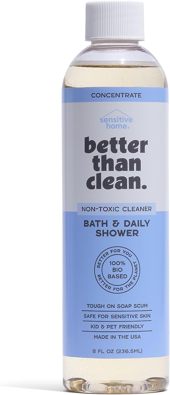 Bath & Daily Natural Shower Cleaner Concentrate - Plant-Based, Fragrance Free Cleaning Products - Hard Water Stain and Soap Scum Remover for Tub & Tile - 8oz Makes 4 Bottles