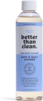 Bath & Daily Natural Shower Cleaner Concentrate - Plant-Based, Fragrance Free Cleaning Products - Hard Water Stain and Soap Scum Remover for Tub & Tile - 8oz Makes 4 Bottles