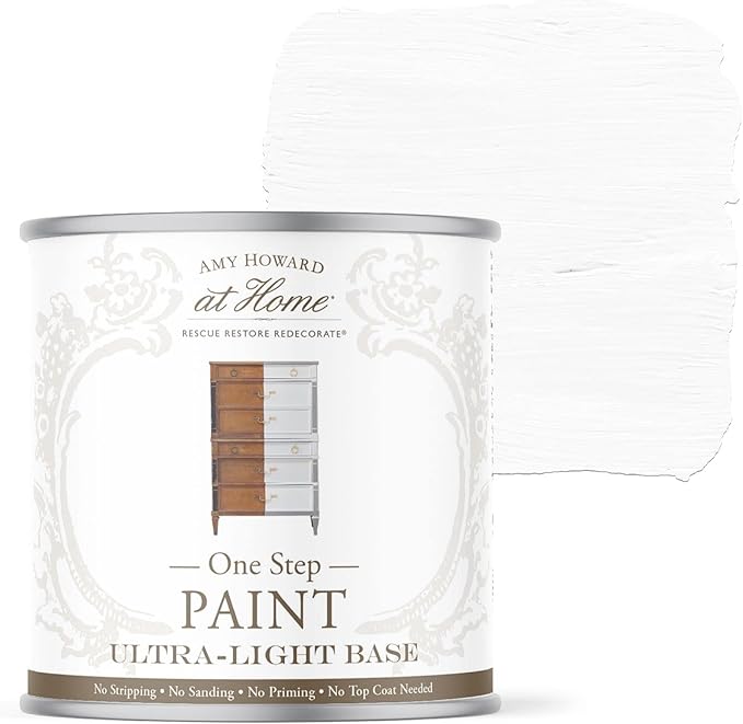 AMY HOWARD AT HOME Chalk-Based One Step Paint for Furniture, Cabinetry, Decor, Finish, and More | No Stripping, Sanding, or Priming | Ultra-Light Base | 32 Ounce | Bauhaus Buff