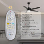 52 Inch Modern Ceiling Fan with Light, 5 Blades, Remote Control, Reversible DC Motor, Stepless Dimmable, Noiseless for Indoor and Use, Black