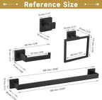 5 Pieces Bathroom Hardware Accessories Set Matte Black Towel Bar Set Towel Holder Racks Set for Bathroom,SUS304 Stainless Steel,Wall Mounted 23.6-Inch