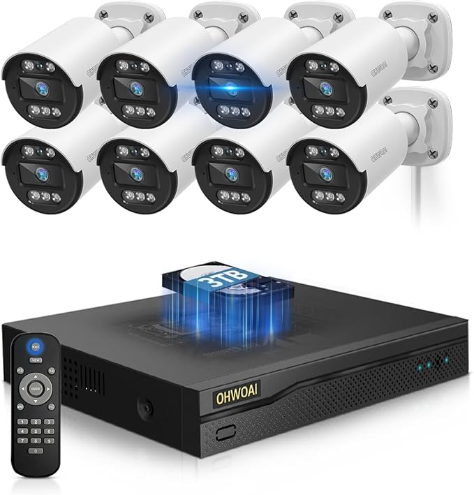 《5MP Super HD & 80ft IR Night Vision》Wired Security Camera System Outdoor, 5MP CCTV Cameras Systems with AI Human Detection, Home Video Surveillance DVR Kits