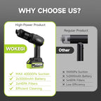 Handheld Car Vacuum Cordless, Portable Cars Vacuum Cleaner with 40000Pa High Power & Suction, Powerful 4-in-1 Hand Held Air Duster Fast Cleaning for Car,Home,Office,Pet Hair (Green)