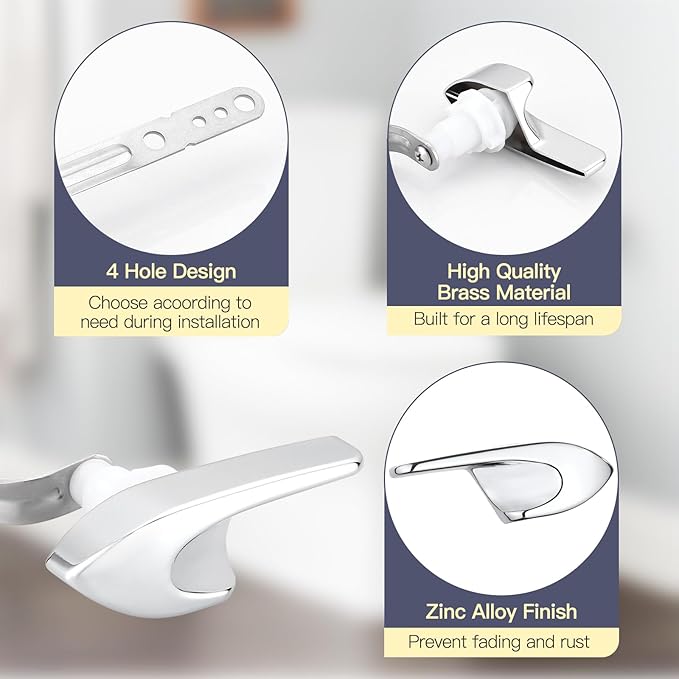 for Kohler 87115-CP Left Side Trip Lever, Toilet Flush Lever Handle Replacement Parts,Toilet Repair Kit Inside Tank,Polished Chrome