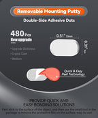 480 Pcs Removable Gel Mounting Putty for Museum Action Figures, Clear Glue Earthquake Putty, Double Sided Sticky Tape Adhesive Dots, 0.31" x 0.51"