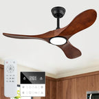42-Inch Solid Wood Ceiling Fan with Lights, Remote Control, Dimmable, Reversible, Wood Blades, Power-Off Memory, Quiet DC Motor – Modern outdoor Ceiling Fan for Living Room, Bedroom, Patio