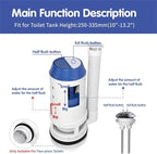 3-Inch Dual Flush Valve Repair Kit for 2-Piece Toilets, Top Push Toilet Repair Kit, Inside Tank Dual Flush Valve Replacement Kit, Includes Valve, Button, Gasket, Bolt