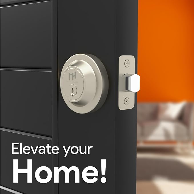 Mega Handles - Ronn Entrance Deadbolt I Deadbolt for Entry Lever Door Handle - Heavy Duty Round Lock for Left or Right-Handed Doors - Interior/Exterior Door Lever Deadbolt- Satin Nickel