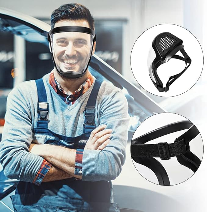 Face Shield for Grinding and Cutting,Clear Full Face Dust Mask Shield for Woodworking,Suitable for Dust and Debris Protection During Home Decoration, Garden Trimming, and Lawn Mowing