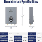 Westinghouse 11kW 240V Tankless Water Heater Electric, Up to 2.56 GPM, 1-3 Point of Use Hot Water, Work with Alexa & Google Home, ETL Certified, IPX4，Gray