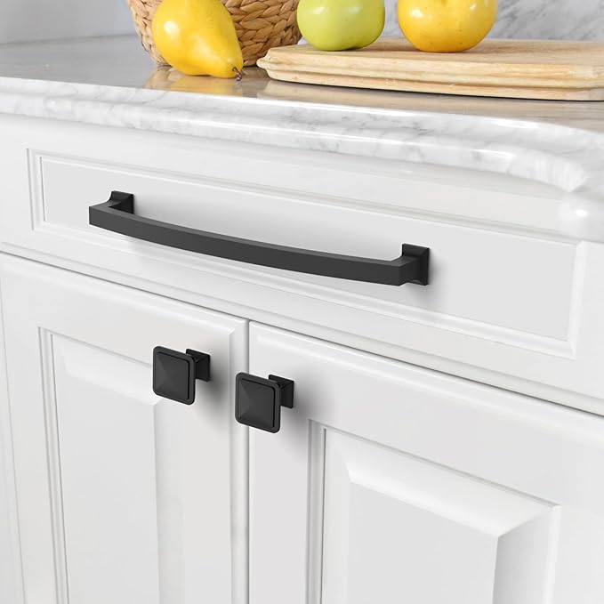 Asidrama 10 Pack 7.5 Inch(192mm) Hole Centers Kitchen Cabinet Handles, Matte Black Cabinet Pulls Kitchen Cabinet Hardware for Cupboard Drawer Pulls