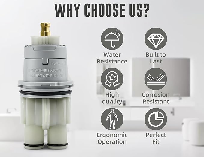 RP46074 Compatible with Delta 13/14 Series Bath Tub Shower Faucet Single Handle Universal MultiChoice Rough-in Valve Monitor Cartridge Repair Assembly Plumbing Parts with RP22734 Bonnet Nut