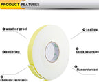 Foam Insulation Tape, Weather Stripping for Sliding Doors, Seal, HVAC, Windows, Pipes, Air Conditioning, Plumbing, High Density Foam Seal Tape (White, 33Ft x 1/8” x 1”)