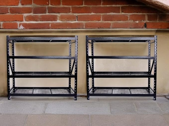 Generic Heavy Duty Member Mark 4-Shelf Industrial Storage Rack in Black, 77"" W x 24"" D x 72"" H (2 PACK)