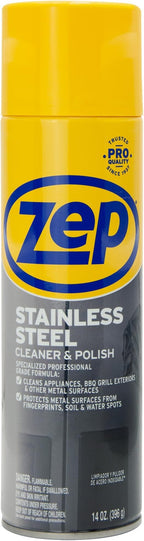 Zep Stainless Steel Cleaner and Polish - 14 oz (Case of 12) ZUSSTL14 - Protects Metal Surfaces From Fingerprints, Soil & Water Spots