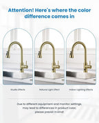 APPASO Touchless Kitchen Faucets Gold, Brushed Gold Kitchen Faucet Touchless, Touchless Kitchen Faucet with Pull-Down Sprayer and Soap Dispenser, Stainless Hands Free Faucet for Kitchen Sink 2-4 Hole