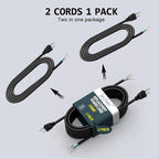 2 Pack 12 ft 14/3C SJTW Appliance and Power Tool Cord, 14 Gauge 3 Prong Heavy Duty Replacement Power Supply Cord Cable, 110V 115V 120V AC Pigtail, 15A, 1875w