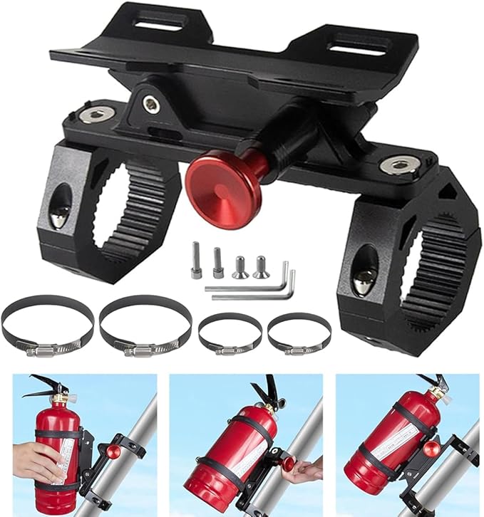 UTV Fire Extinguisher Mount Kit - Quick Release Fire Extinguisher Mounting Bracket Adjustable 1.75'' to 2'' Roll Bar Aluminum Alloy Heavy Duty for Polaris RZR Ranger Can-Am Maverick ATV
