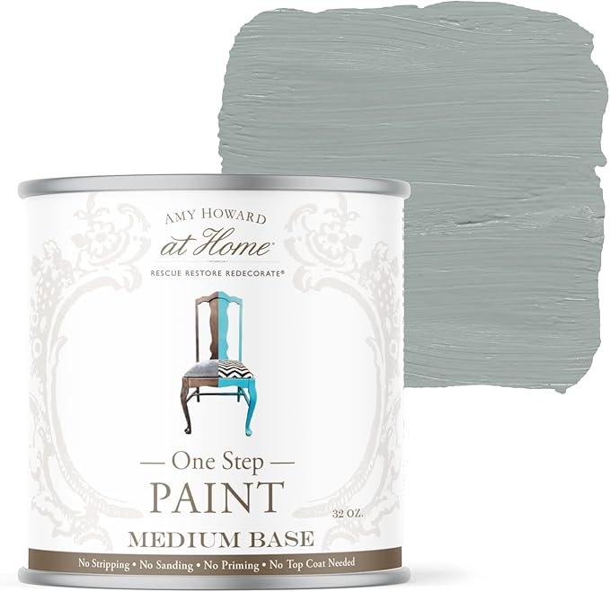 AMY HOWARD AT HOME Chalk-Based One Step Paint for Furniture, Cabinetry, Decor, Finish, and More | No Stripping, Sanding, or Priming | Medium Base | 32 Ounce | Cartouche Green