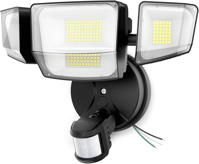 Onforu 90W 10000LM LED Motion Sensor Outdoor Lights, 4-Head Dusk to Dawn Outdoor Lighting, Hardwired Flood Lights, IP66 Waterproof 6500K Security Floodlight for Outside (Black)