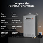 FOGATTI Natural Gas Tankless Water Heater Outdoor - Max 8.1 GPM 180,000 BTU, CSA Certified Compact Design On Demand Instant Hot Water Heater - Instagas Comfort 180S Series