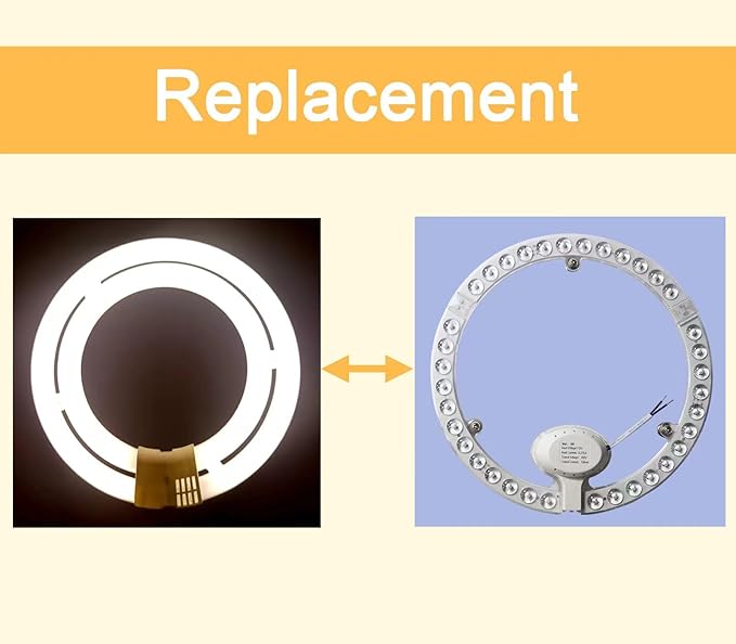 9 Inches LED Circline Light Bulb 18 Watt Replacement for T9 FC9T9 22W, FC10T9 30W, FC12T9 32W Circular Fluorescent Bulb, 6500K Day Light 2200LM, Not Dimmable, 2 Pack