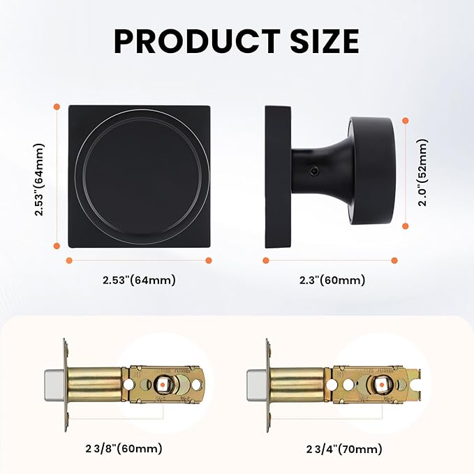 Haidms Black Passage Door Knobs Interior, Heavy Duty Round No Key Matte Black Closet Door Knobs for Hall Closet, Passage Door Knob Hallway (5 Pack)