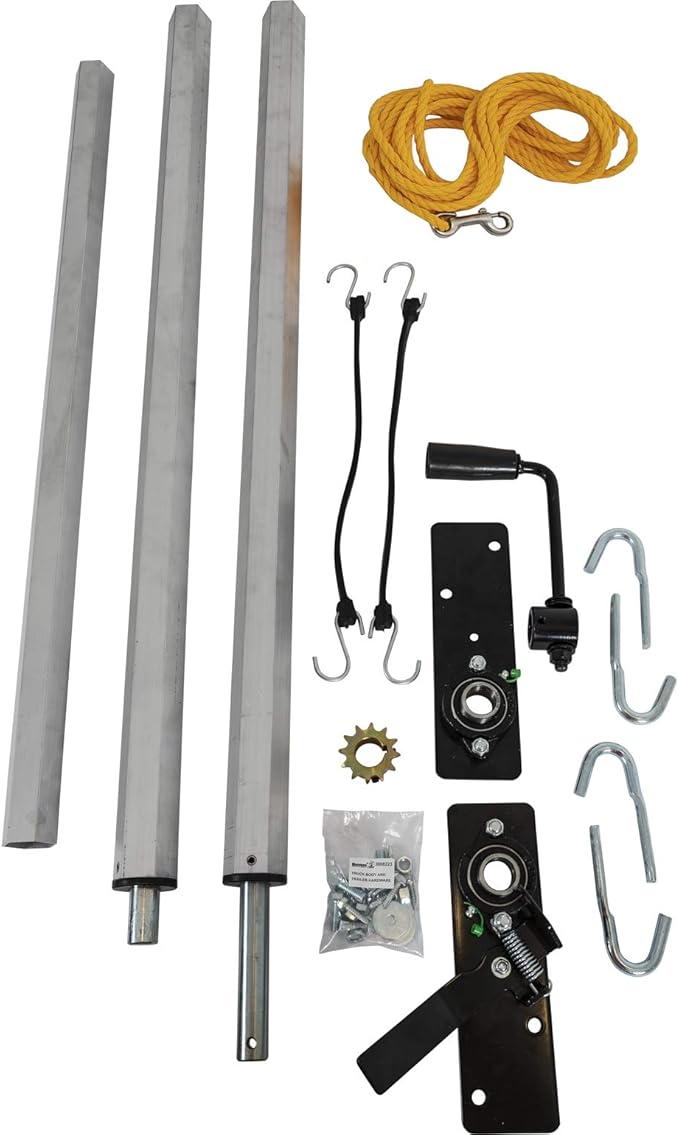 Buyers Products DTR8018 Aluminum Tarp System with Mesh Tarp, 8 x 18 Feet, Dump Body Tarp Kit, Dump Trailer Accessories, Dump Body Accessories