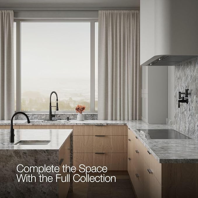 KOHLER K-REC22745-SD-BL Semi-Professional Kitchen Faucet with Soap Dispenser/Lotion Dispenser, Commercial Kitchen Sink Faucet with Pull-Down Sprayhead, Matte Black