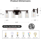 4 Lights Bathroom Lighting Fixtures Over Mirror Oil Rubbed Bronze Bathroom Vanity Light Fixture Farmhouse Vanity Light Vintage for Bedroom Living Room Hallway