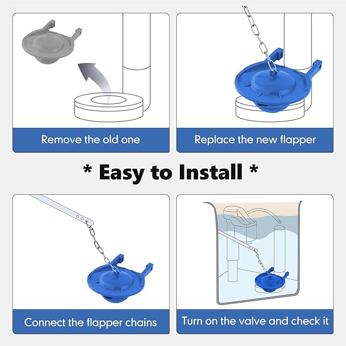 2-inch Universal Toilet Flapper, Rubber Seal Toilet Flapper Replacement Kit for Toilet Tank Compatible with American Standard, Kohler, Gerber, Toto Toilet 2 Pack (Blue)