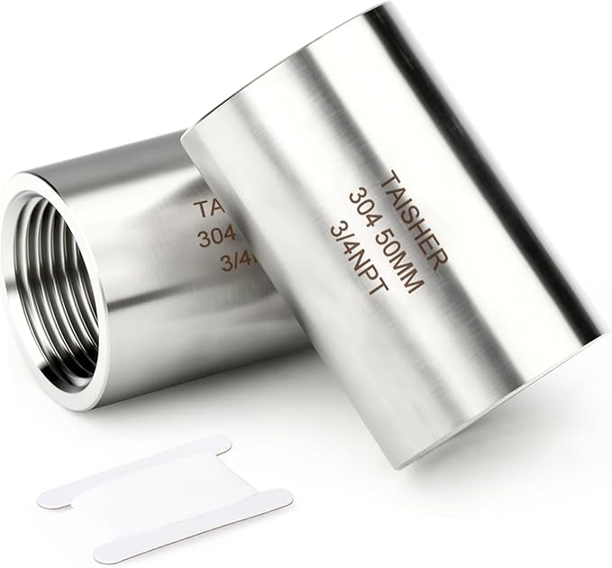 TAISHER 2PCS Stainless Steel Pipe Fittings, 3/4" NPT Female x 3/4" NPT Female Threaded, 2" Length Thickened Nipple Cast Pipe