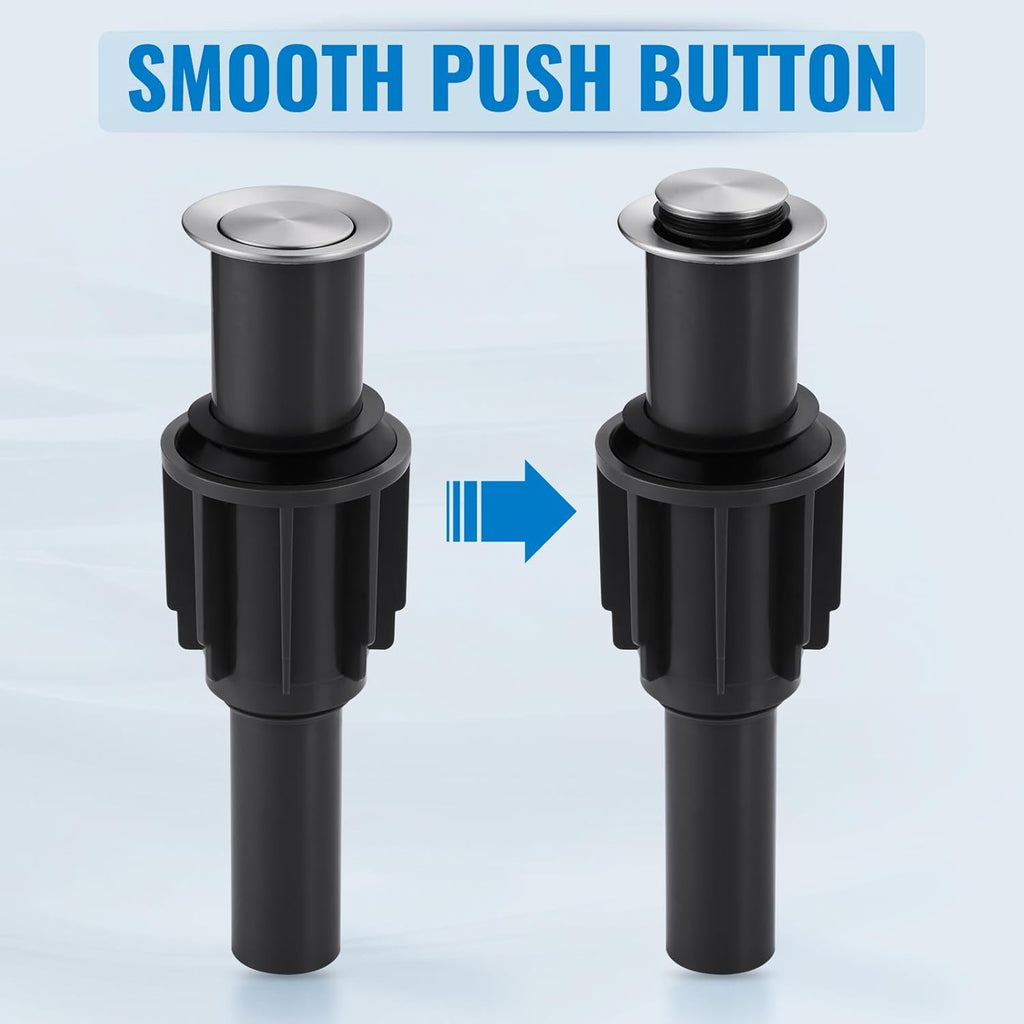 ALEASHA Pop Up Sink Drain Without Overflow, Bathroom Sink Drain Vessel Sink Stopper Pop Up Sink Drain Stopper, Pop Up Drain for Bathroom Sink Drain Strainer for Hair Catcher,Brushed Nickel