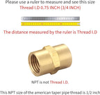 Brass Coupling 1/2 Inch NPT Female x 1/2 Inch NPT Female Hex Head Pipe Fitting, (Pack of 2), Compressor connector, fnpt to fnpt Coupler, Air Hose Adapter Brass Fittings, Thread 0.75" ID to 0.75" ID
