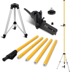 12 Ft./3.7M Professional Lasers Level Pole with Tripod, Adjustable Telescoping Pole for Leveling Tools, Multi-functional Fine-tuning Bracket with 1/4” and 5/8” Thread Adapters, Includes Carrying Bag