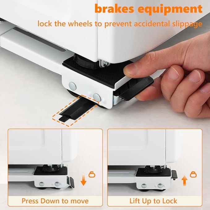 LUCKUP Heavy Duty Appliance Rollers, Extendable Washing Machine Stand Furniture Rollers Mobile Fridge Base Furniture Sliders for Refrigerators Washer and Dryer Support 660 lbs, White