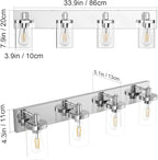 Aipsun Bathroom Vanity Light Farmhouse 4 Light Chrome Vanity Lighting Fixtures with Clear Glass Shade(Exclude Bulb)