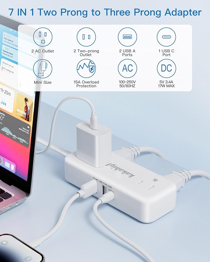 US to Japan Adapter, 1875W 2 Prong Extension Cord 5 FT with 180 Rotating Flat Plug, Type A Travel Adaptor for USA to Japanese Tokyo Canada Mexico Philippines Peru China Colombia