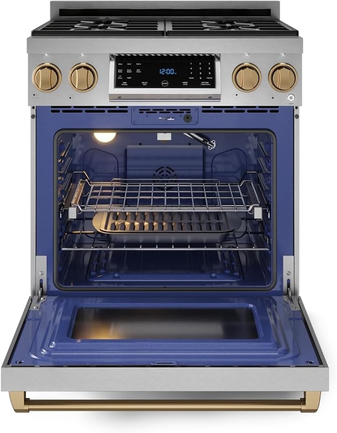 Gordon Ramsay by THOR Kitchen 30 Inch Professional Gas Range with Tilt Panel Touch Control in Stainless Steel/Bronze